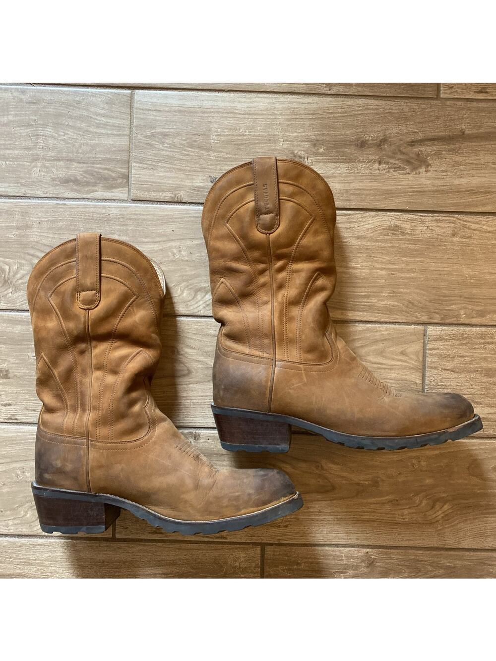 Tecovas The Bandera Ranch Wear Size 12.5 EE Work Boots Cowhide Leather Brown